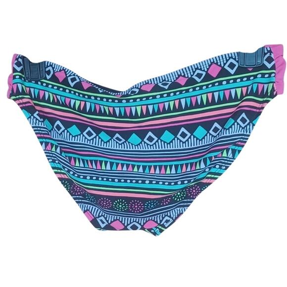 Justice Geometric Design Bikini Set Fuchsia Black Neon Colors Youth 14 - Picture 4 of 10